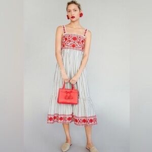 KATE SPADE Broome St. Embroidered Striped cotton Red and White Dress size small